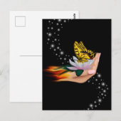 Schmetterling auf Lotus Bloom Postkarte (Vorne/Hinten)