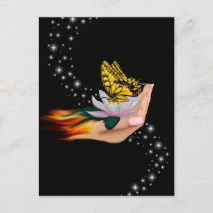 Schmetterling auf Lotus Bloom Postkarte