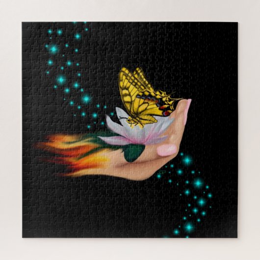 Schmetterling auf Lotus Bloom Puzzle (Vertikal)