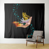 Schmetterling auf Lotus Bloom Wandteppich (Beispiel (Horizontal))