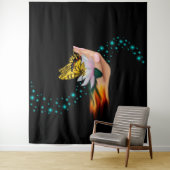 Schmetterling auf Lotus Bloom Wandteppich (Beispiel)