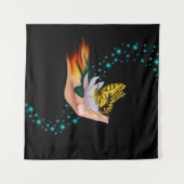 Schmetterling auf Lotus Bloom Wandteppich (Vorderseite (Horizontal))