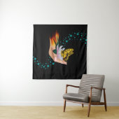 Schmetterling auf Lotus Bloom Wandteppich (Beispiel (Horizontal))