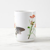 Schmetterling auf Milchkrautblüten, auf Weiß Kaffeetasse (Mittel)