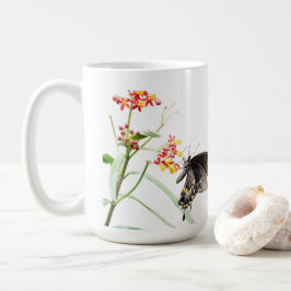 Schmetterling auf Milchkrautblüten, auf Weiß Kaffeetasse