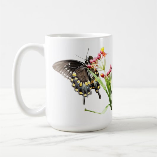 Schmetterling auf Milchkrautblüten, auf Weiß Kaffeetasse (Links)