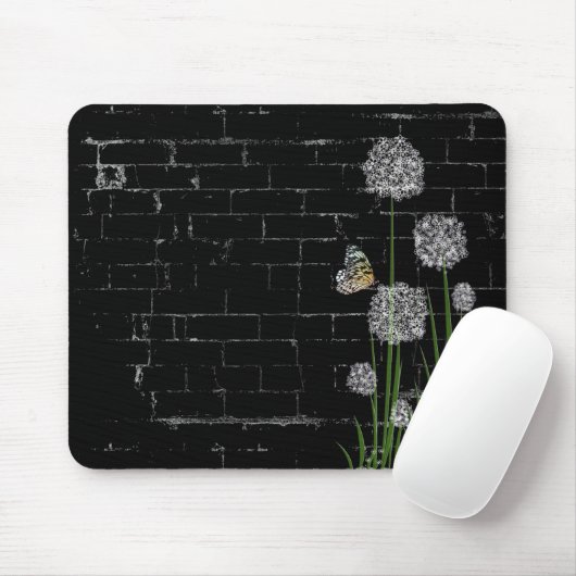 Schmetterling auf Puff Wildblume Mousepad (Mit Mouse)