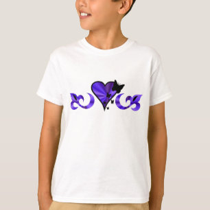 Schmetterling auf Regenbogen Lilie und Herz T-Shirt