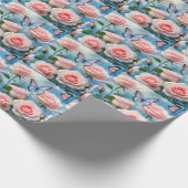 Schmetterling auf rosa Blume Geschenkpapier (Ecke)