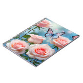 Schmetterling auf rosa Blume Notizblock (Linke Seite)