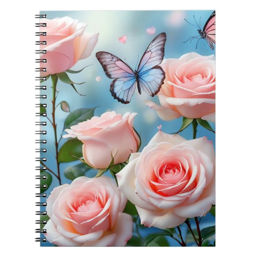 Schmetterling auf rosa Blume Notizblock (Vorderseite)
