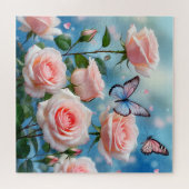 Schmetterling auf rosa Blume Puzzle (Horizontal)