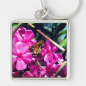 Schmetterling auf rosa Blume | Schlüsselanhänger (Vorne)