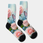 Schmetterling auf rosa Blume Socken (Rechts)