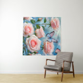 Schmetterling auf rosa Blume Wandteppich (Beispiel (Horizontal))