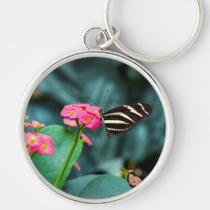 Schmetterling auf rosa Blütenfotografie Schlüsselanhänger