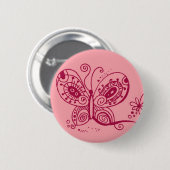 Schmetterling auf rosa Taste Button (Vorne & Hinten)
