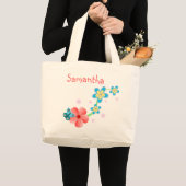 Schmetterling auf rosa und blaue Blumen Jumbo Tote Jumbo Stoffbeutel (Vorderseite (Produkt))