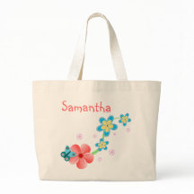 Schmetterling auf rosa und blaue Blumen Jumbo Tote