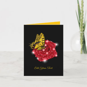Schmetterling auf rote Rose mit Sternen und Regent
