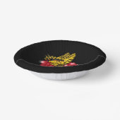 Schmetterling auf rote Rose mit Sternen und Regent Pappteller (Gewinkelt)