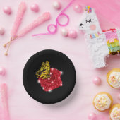 Schmetterling auf rote Rose mit Sternen und Regent Pappteller (Party)