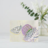 Schmetterling auf roter Blume Postkarte (Stehend Vorderseite)