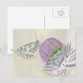 Schmetterling auf roter Blume Postkarte (Vorne/Hinten)