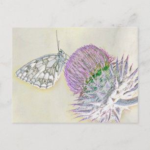 Schmetterling auf roter Blume Postkarte