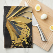 Schmetterling auf schwarz geschirrtuch (Viertel Falte)