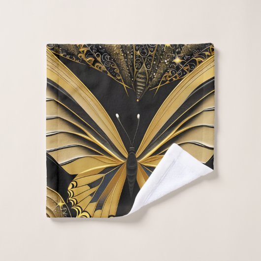 Schmetterling auf schwarz waschlappen (Waschlappen)