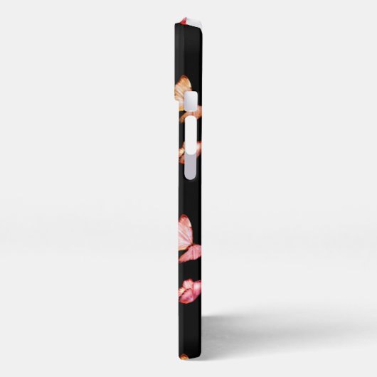 Schmetterling auf schwarzem Hintergrund iPhone Hülle (Linke Seite)