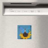 Schmetterling auf Sonnenblume Magnet (In Situ (Geschirrspüler))