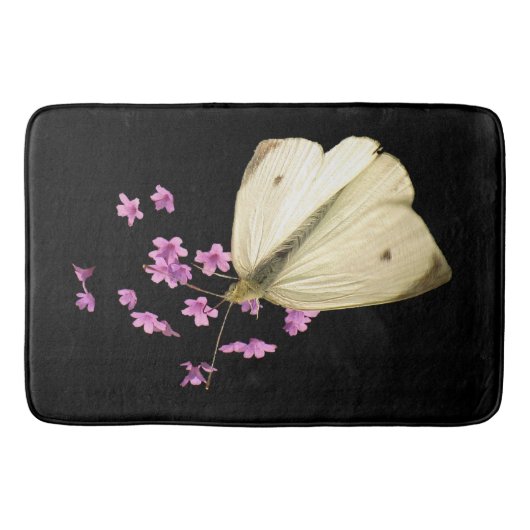 Schmetterling auf Verbena Blume Bath Matts Badematte (Vorderseite)