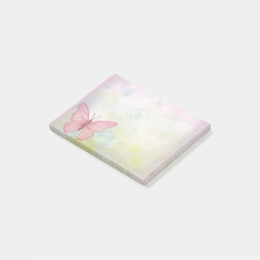 Schmetterling auf Wasserfarbe Post-it Klebezettel (angewinkelt)