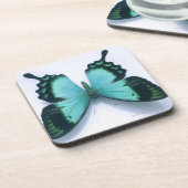 Schmetterling auf Weiß Getränkeuntersetzer (Linke Seite)