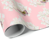 Schmetterling auf White Hydrangea Geschenkpapier (Rolleneckpunkt)