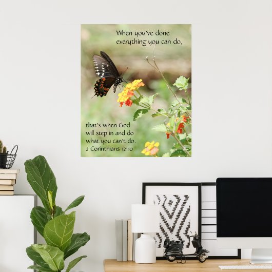 Schmetterling auf Wildblumen, Scripting Verse Poster (Heimbüro)