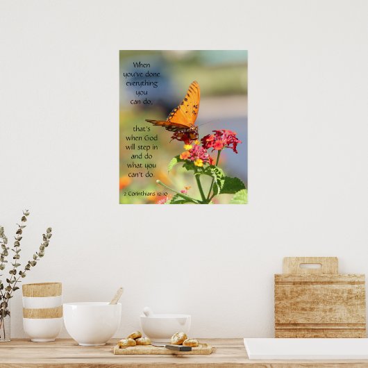 Schmetterling auf Wildblumen, Scripting Verse Poster (Küche)