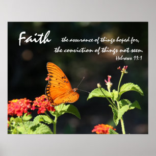 Schmetterling auf Wildblumen, Scripture-Vers auf Poster