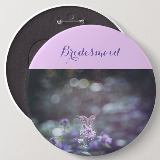 Schmetterling auf wilden Blume Button (Vorne & Hinten)