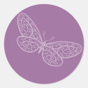 Schmetterling-Aufkleber mit Filigranmuster Runder Aufkleber