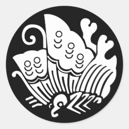 Schmetterling aus japanischem Familienwappen-Frack Runder Aufkleber