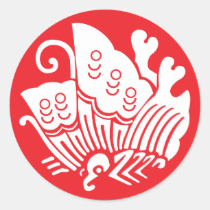 Schmetterling aus japanischem Familienwappen-Frack Runder Aufkleber