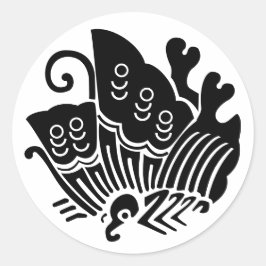 Schmetterling aus japanischem Familienwappen-Frack Runder Aufkleber