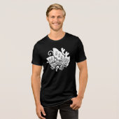 Schmetterling aus japanischem Familienwappen-Frack Tri-Blend Shirt (Vorderseite voll)