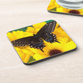 Schmetterling aus schwarzem Frack Untersetzer (Linke Seite)