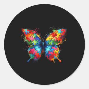 Schmetterling Autism Awareness Bunt Autistisch Runder Aufkleber