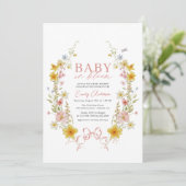 Schmetterling Baby in Bloom Bow Pink Wildblume Dus Einladung (Stehend Vorderseite)