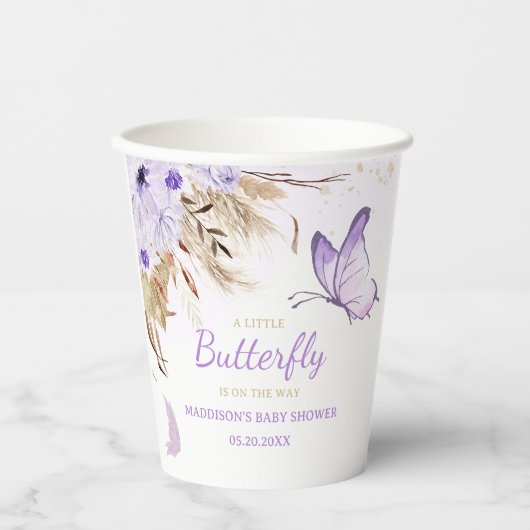Schmetterling-Baby-Party mit Blumenmuster Pappbecher (Vorderseite)